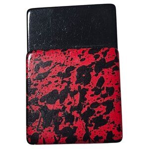 Vintage Red Black Abstract Patterned Square Brooch Pin Retro Fashion Jewelry